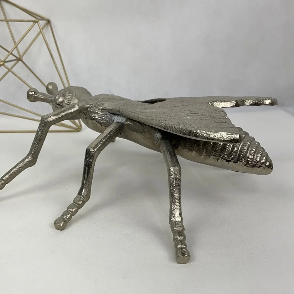 Large Decorative Silver Metal Winged Insect